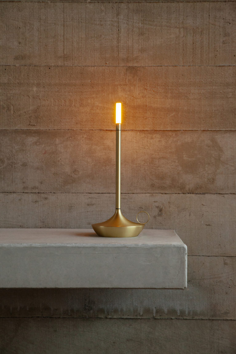 Rechargeable Table Lamp with Wick Type Design - Modern Gray Fixture for Indoor & Outdoor Use