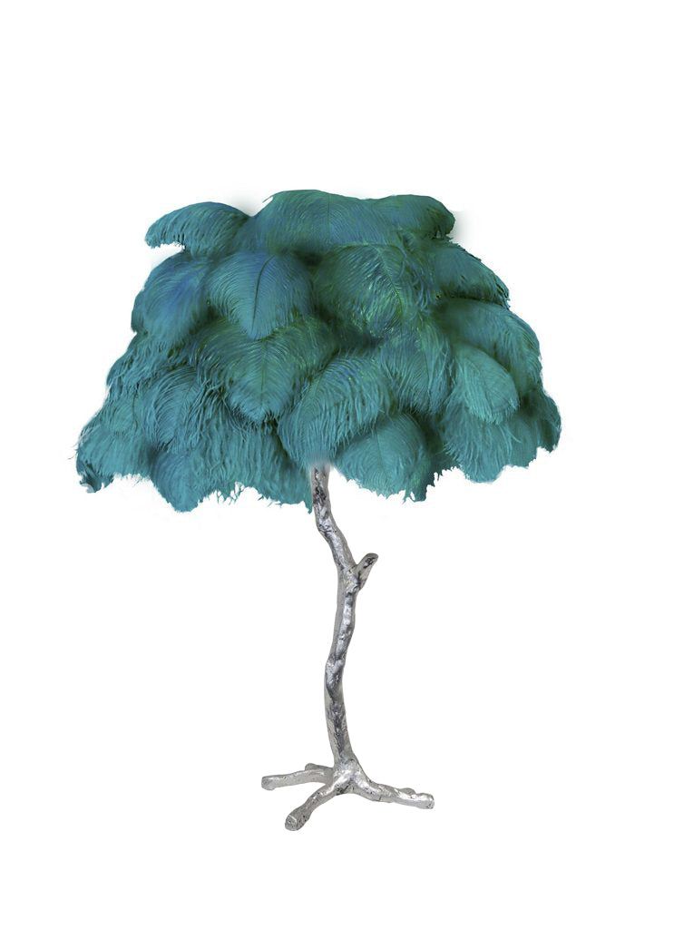 Ostrich Feather Table Lamp with Adjustable Brightness for Living Room & Bedroom Decor
