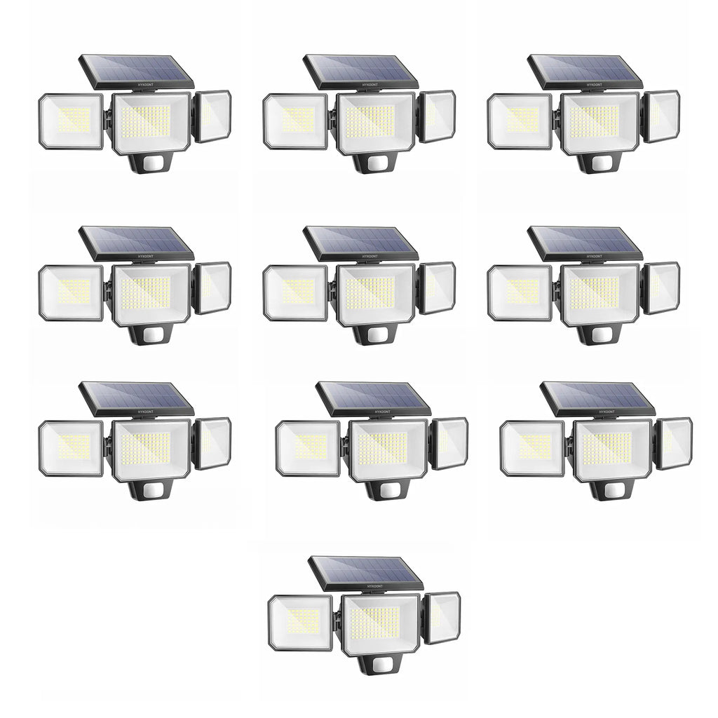 Solar Wall Light 3-Head 3000LM with 270° Wide Angle & Replaceable Battery - Outdoor Lighting for Patios & Gardens (2 Pack)
