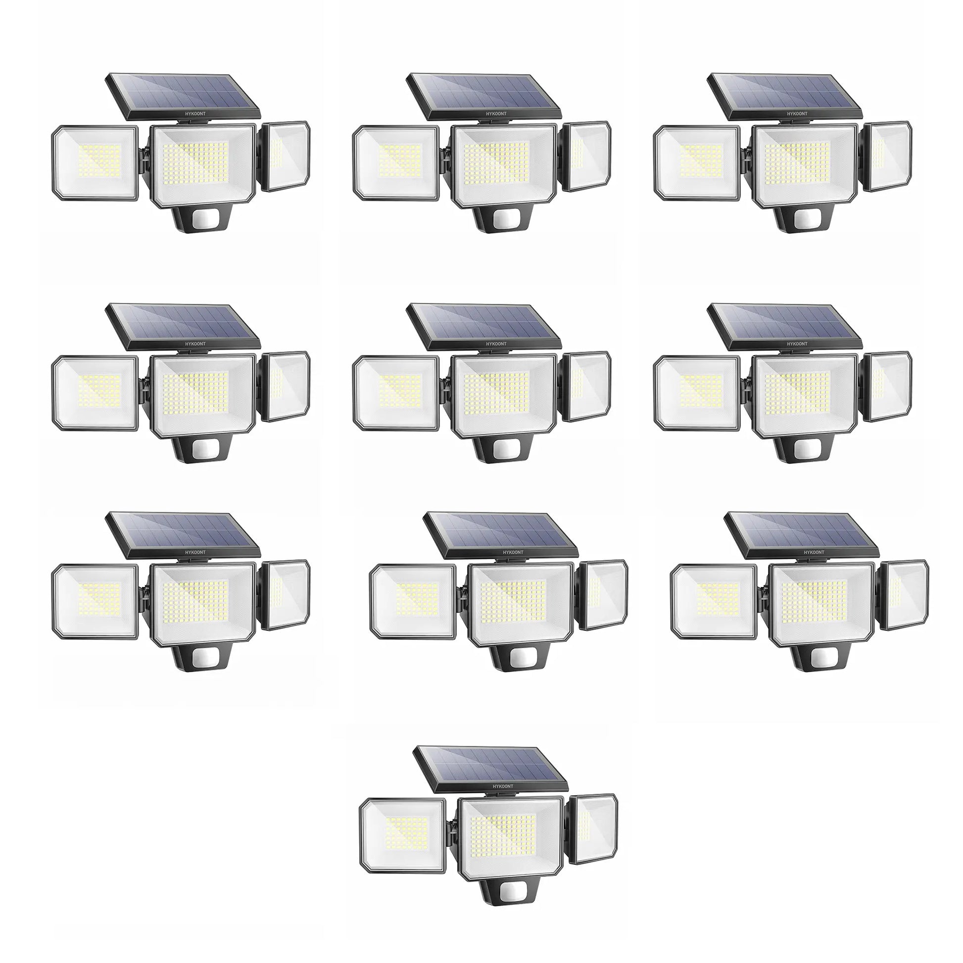Solar Wall Light 3-Head 3000LM with 270° Wide Angle & Replaceable Battery - Outdoor Lighting for Patios & Gardens (2 Pack)