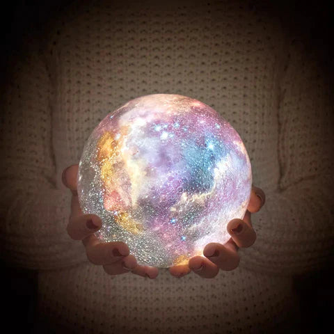 Galaxy Moon Lamp - 3D Printed Night Light with Color Changing LED for Bedroom Decor & Relaxation