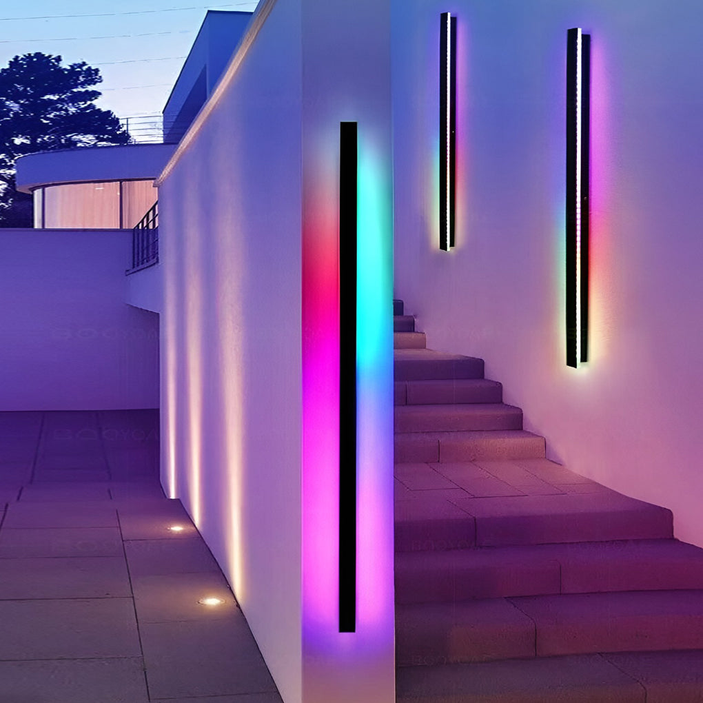 LED Linear Wall Lights - Black Outdoor Lighting Fixture for Gardens, Patios & Walkways
