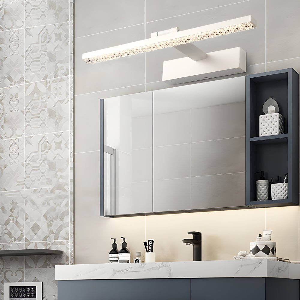 LED Bathroom Vanity Light - 160° Adjustable Dimmable Fixture with Crystal Acrylic Shade for Modern Bathrooms