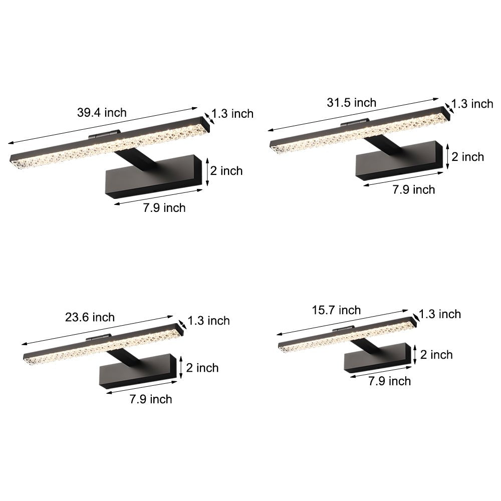 LED Bathroom Vanity Light - 160° Adjustable Dimmable Fixture with Crystal Acrylic Shade for Modern Bathrooms