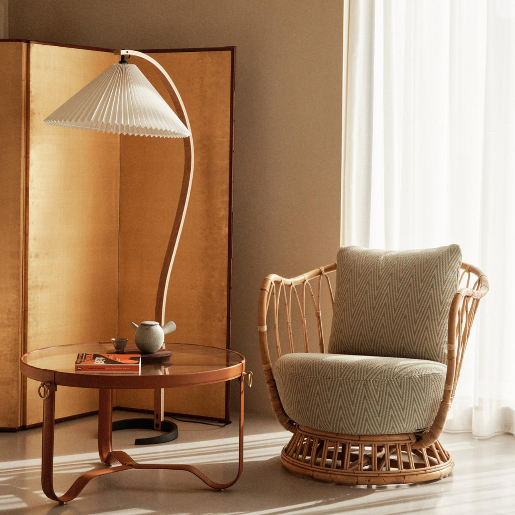 Scandinavian Floor Lamp | Beech Wood & Linen Shade in White, Beige, or Coffee for Modern Indoor Spaces