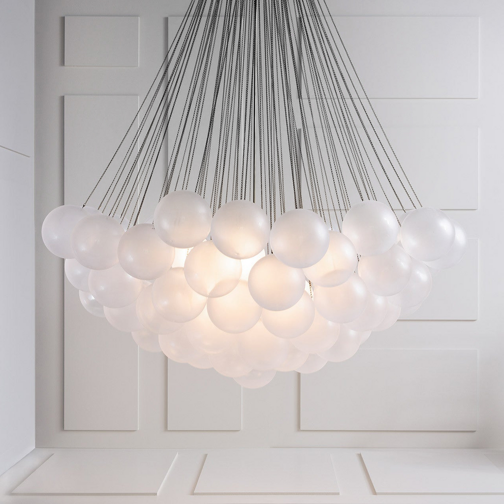 LED Bubble Chandelier Light Fixture - Modern Round Pendant for Dining Room & Living Room Decor