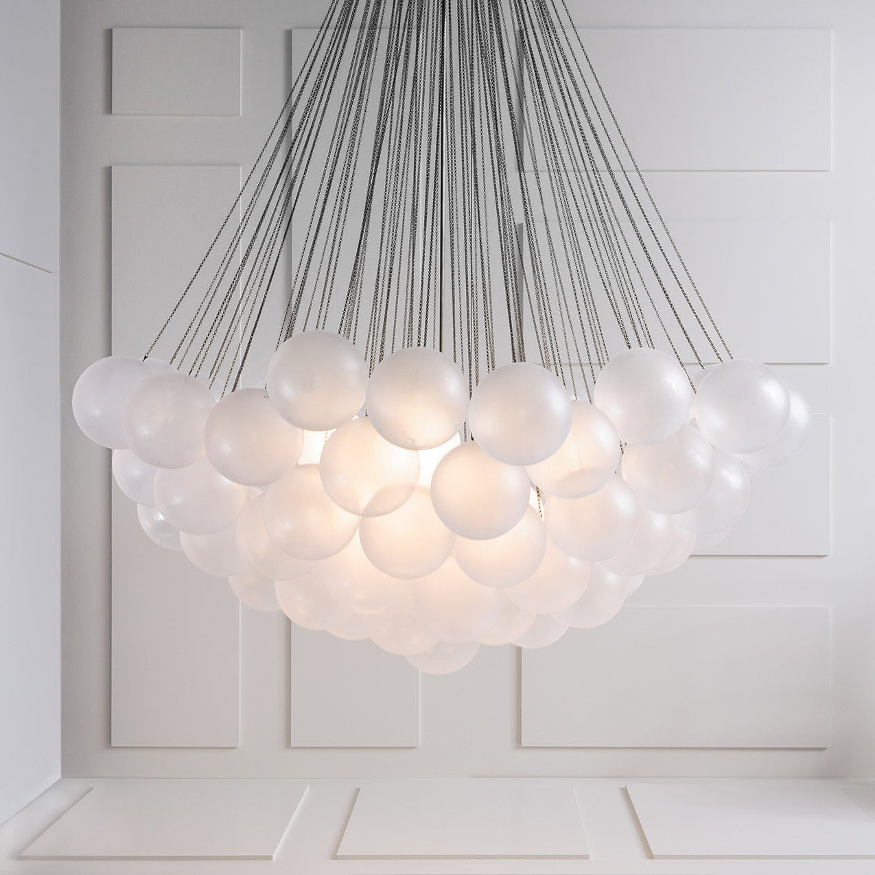 LED Bubble Chandelier Light Fixture - Modern Round Pendant for Dining Room & Living Room Decor