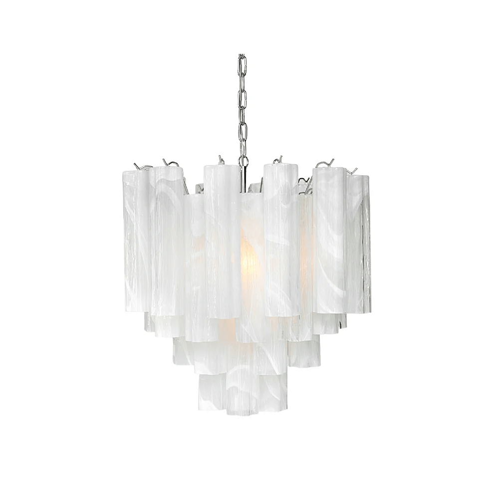 Frosted Glass Tube Chandelier Light Fixture for Dining Room & Living Room Decor