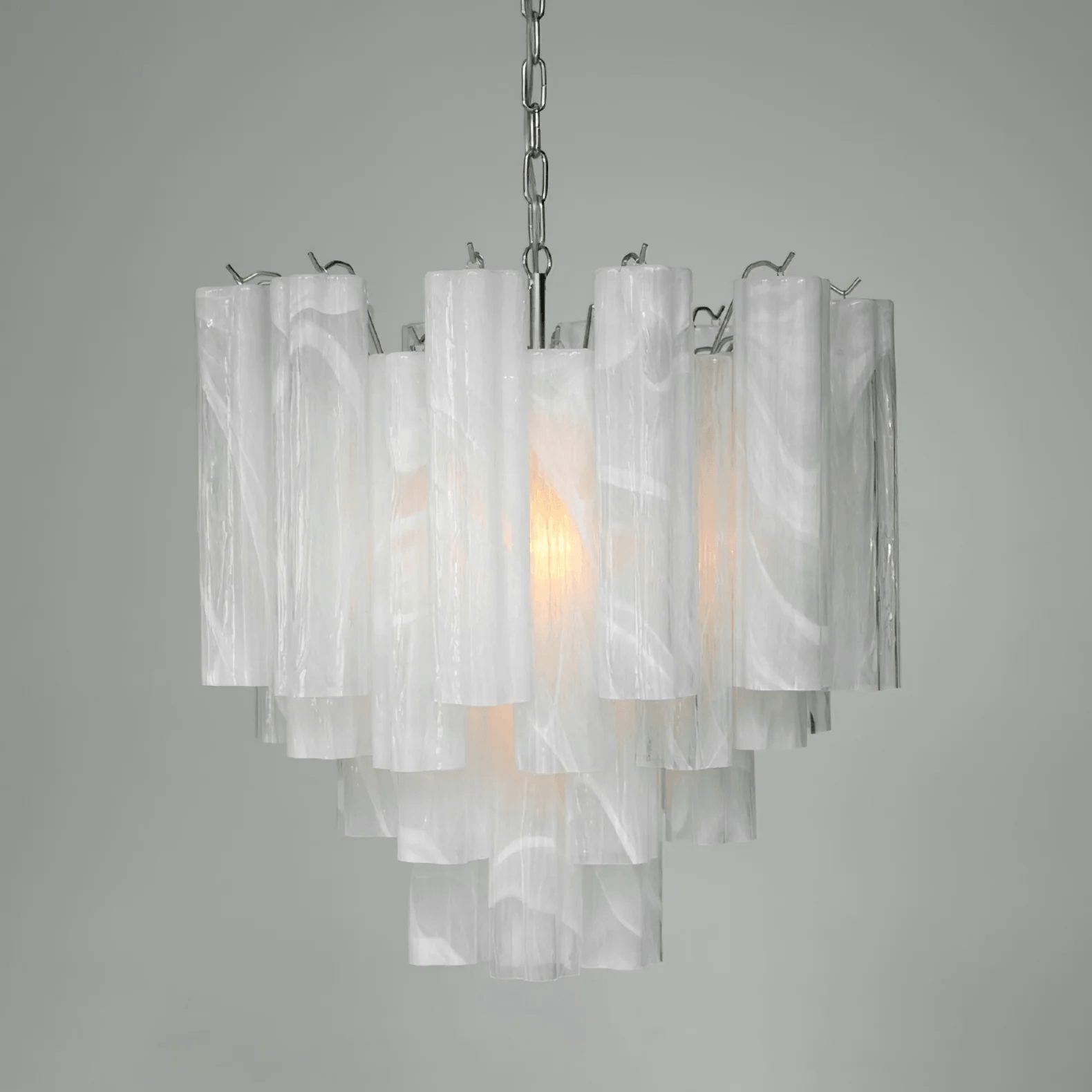 Frosted Glass Tube Chandelier Light Fixture for Dining Room & Living Room Decor