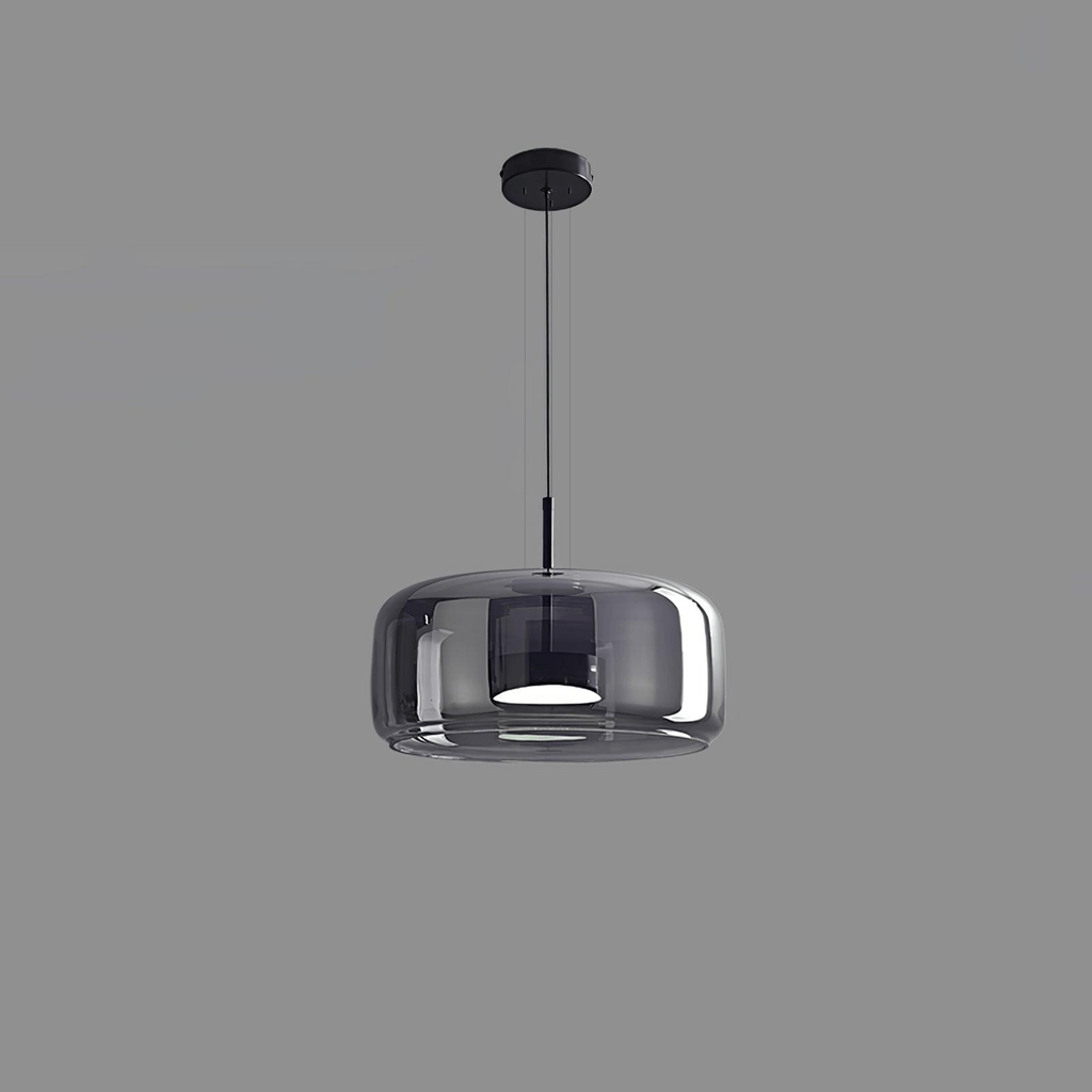 Glass Pendant Lamp | Hand-Blown Smoked Dome with Metal Accents for Modern Home Decor