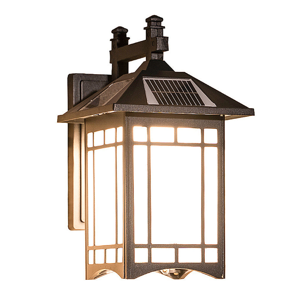 LED Vintage Solar Wall Lamp with Remote Control - Waterproof Retro Wall Sconce Lighting for Outdoor Use
