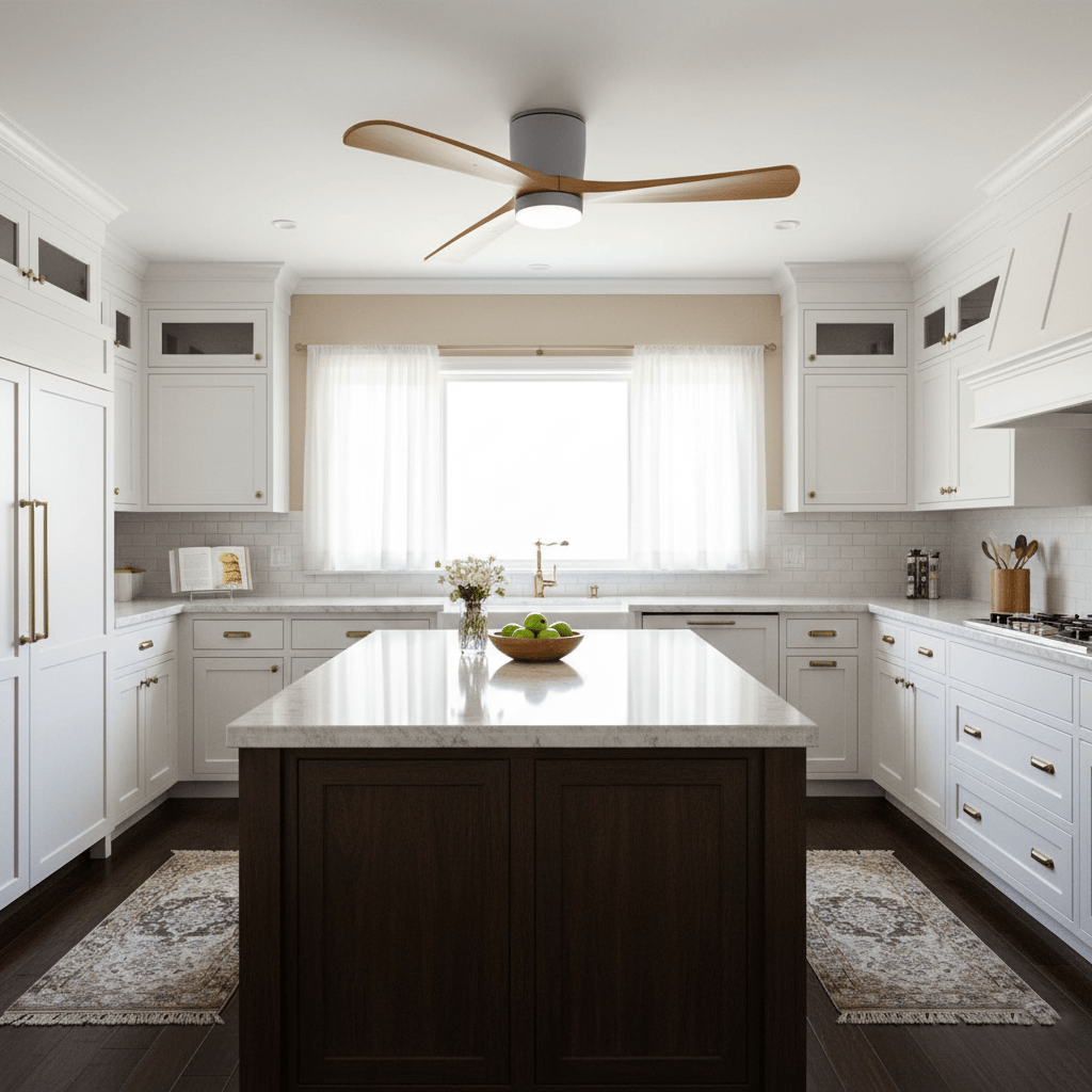 Nordic Wooden Ceiling Fan Light | LED, 6-Speed Control & Minimalist Design for Indoor Spaces (42"/48"/52")