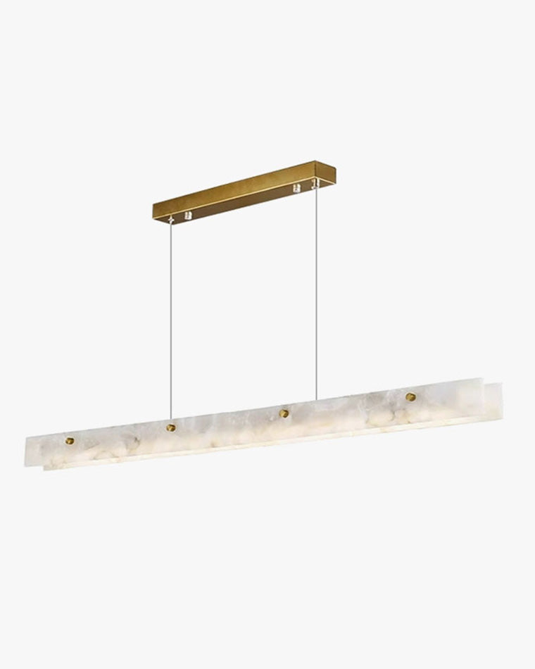 Linear Alabaster Chandelier - Modern Pendant Light Fixture for Dining Room & Living Room Decor