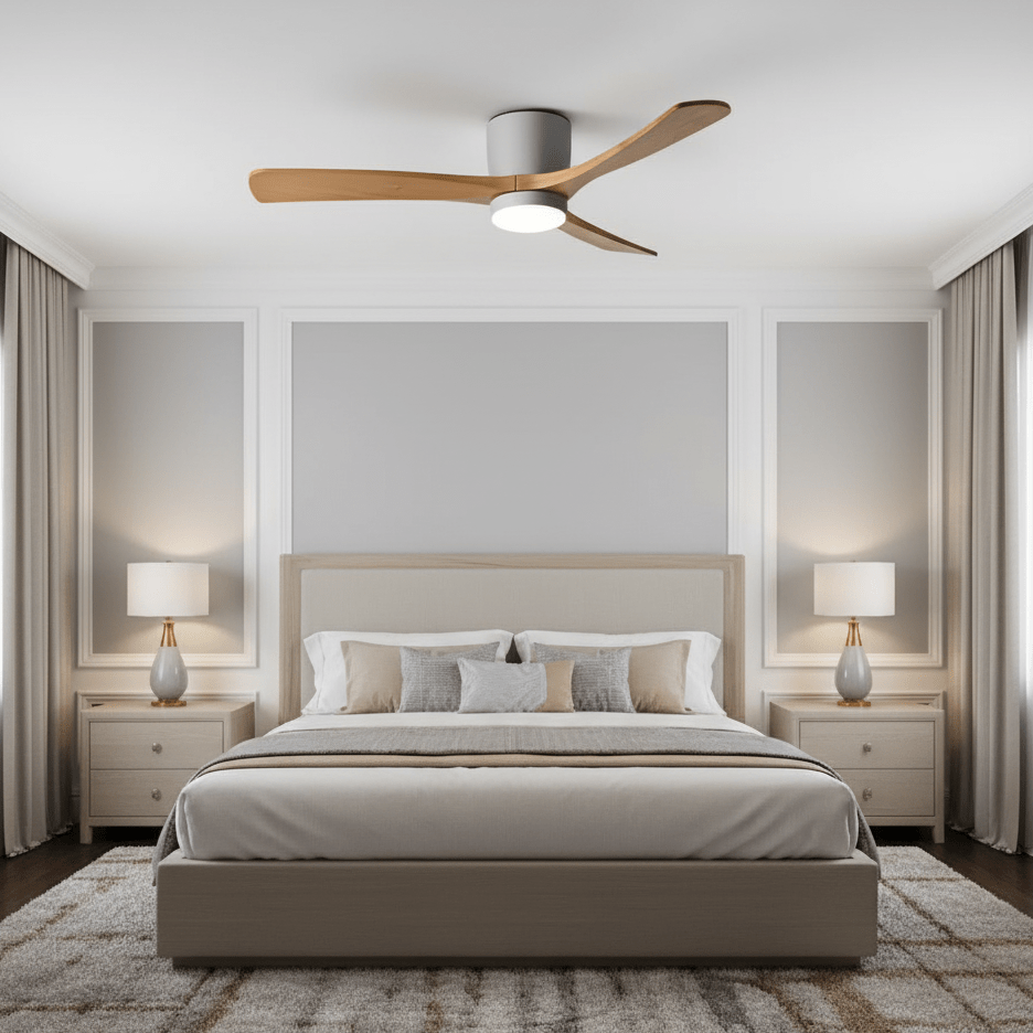 Nordic Wooden Ceiling Fan Light | LED, 6-Speed Control & Ideal for Indoor Spaces, Available in 42", 48", 52" Sizes