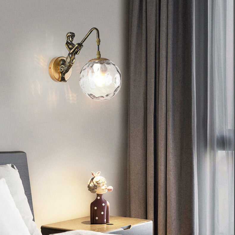 Vintage Rustic Mermaid Wall Sconce Light Fixture - 1-Light Design for Coastal & Nautical Home Decor