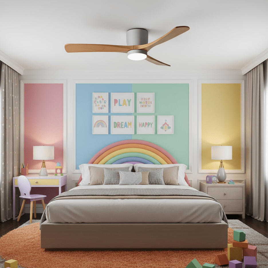 Nordic Wooden Ceiling Fan Light | LED, 6-Speed Control & Ideal for Indoor Spaces, Available in 42", 48", 52" Sizes