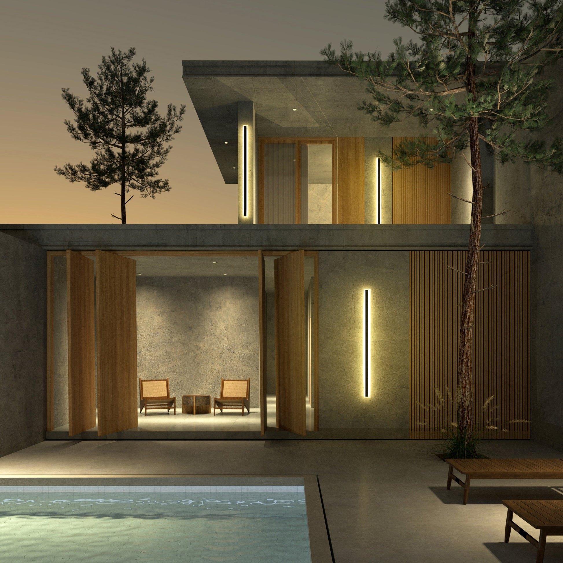 Linear Minimalist Wall Lamp for Modern Outdoors - Vertical Exterior Sconces & Lighting