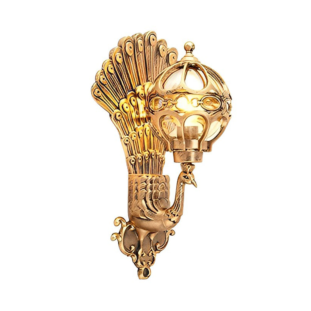 Waterproof Retro Peacock Outdoor Wall Light Fixture - Aluminum European Style for Garden & Patio Lighting