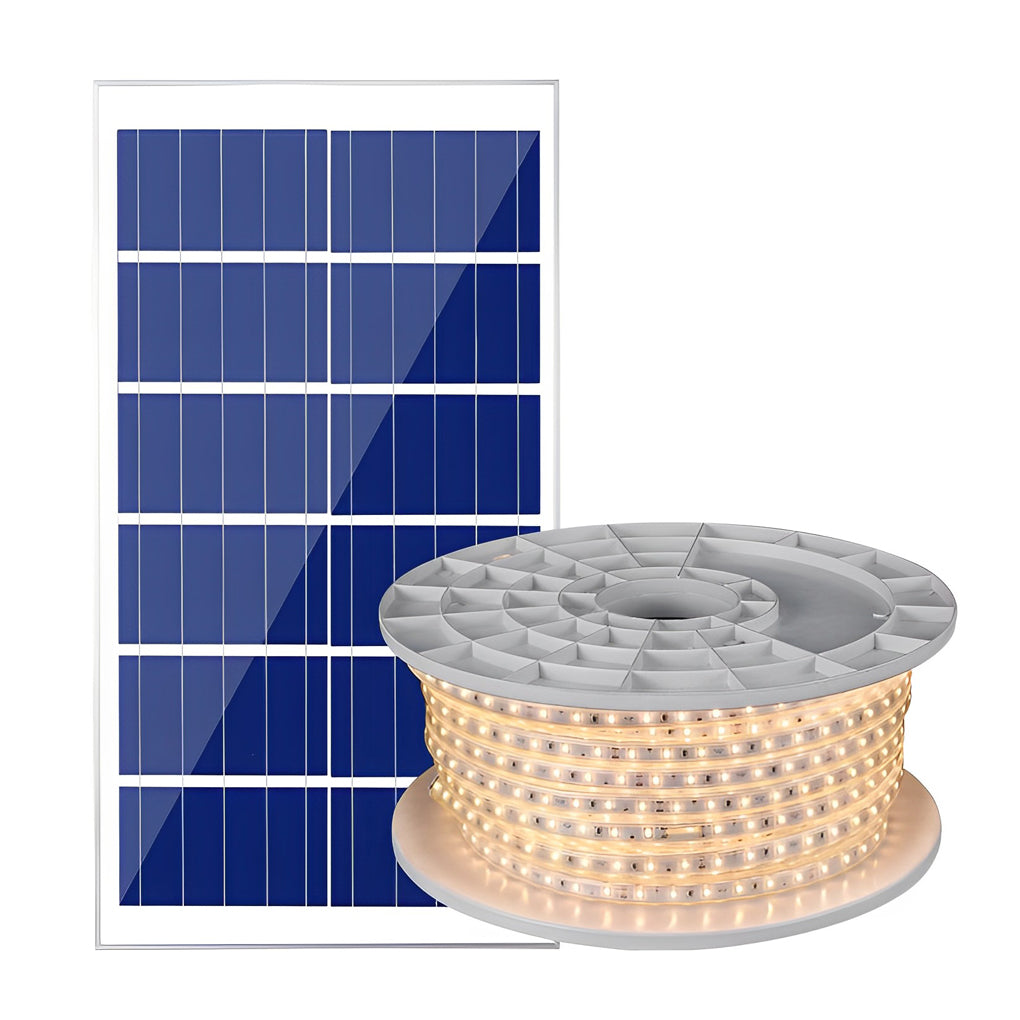 Adjustable Warm White Solar LED Strip Lights with Remote Control for Outdoor Lighting and Decoration