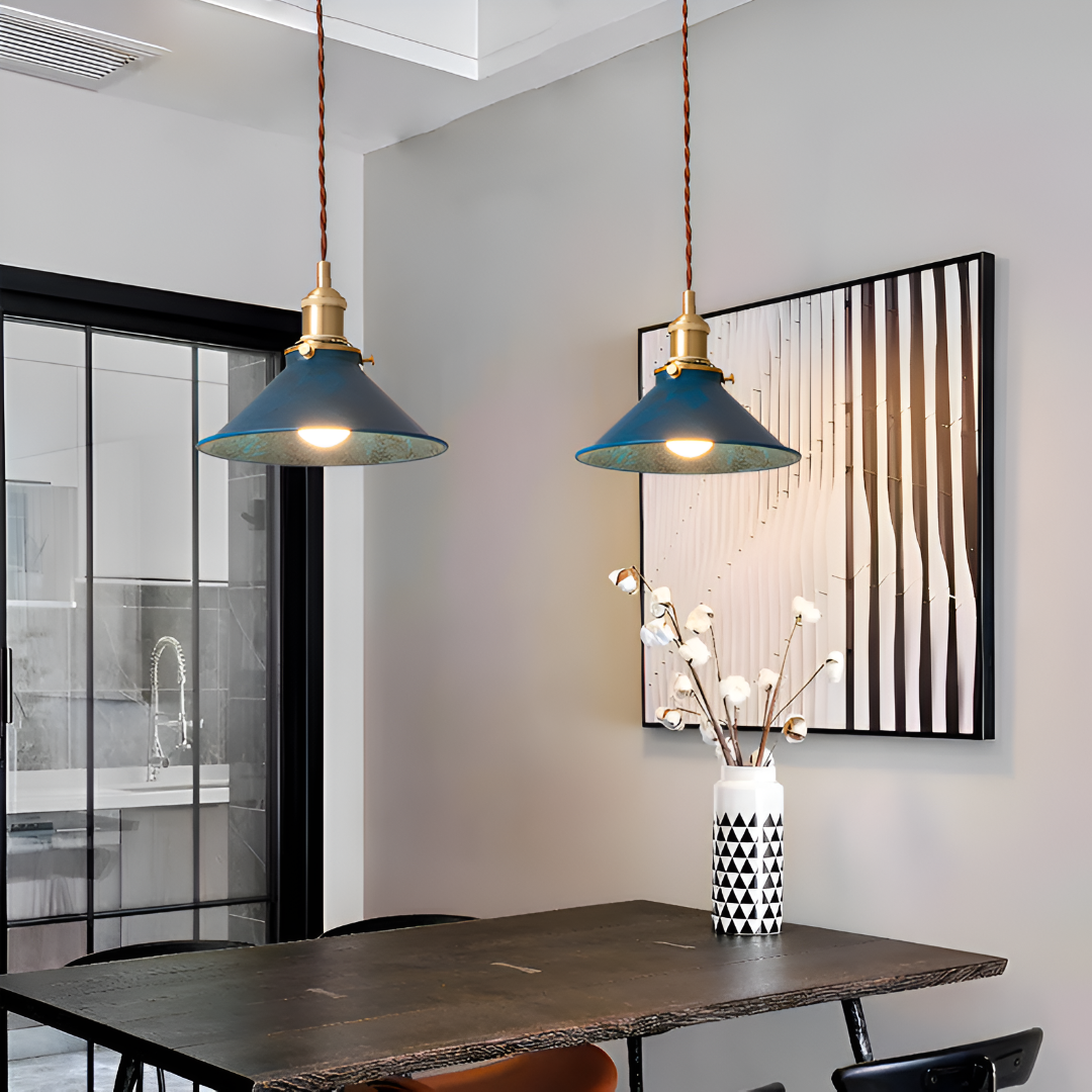 Industrial Vintage Pendant Light Fixture with Metal Shade for Kitchen Island, Bar & Dining Room Lighting