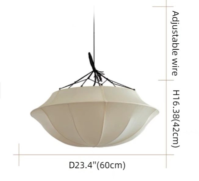 Silk Umbrella Chandelier in Cream White - Vintage French Style Lighting Fixture for Dining Room & Entryway