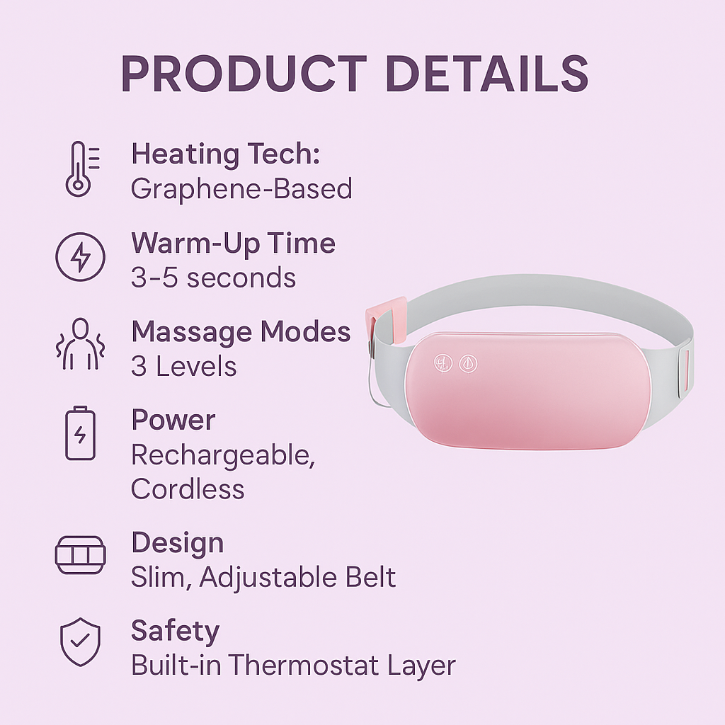 Menstrual Relief Heating Pad | Massager with heat Soothing Pain Relief - Portable & Comfortable Design