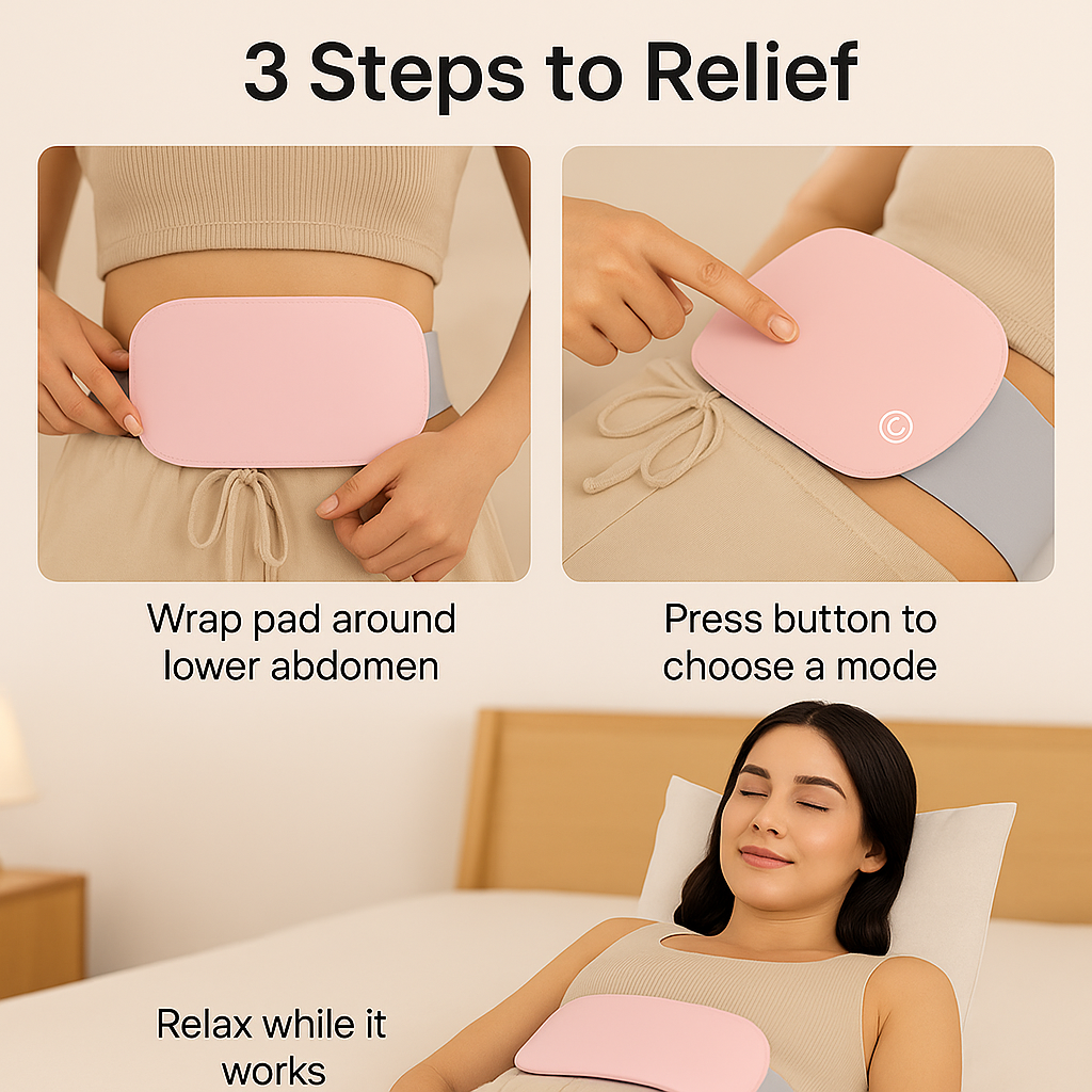 Menstrual Relief Heating Pad | Massager with heat Soothing Pain Relief - Portable & Comfortable Design