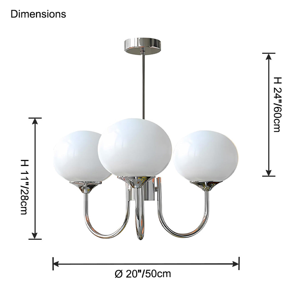 Pink Glass Globe Chandelier - Modern Arm Fixture for Living Room & Dining Room Lighting