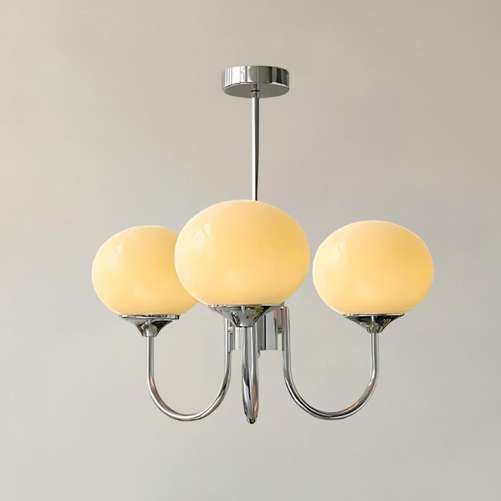 Pink Glass Globe Chandelier - Modern Arm Fixture for Living Room & Dining Room Lighting