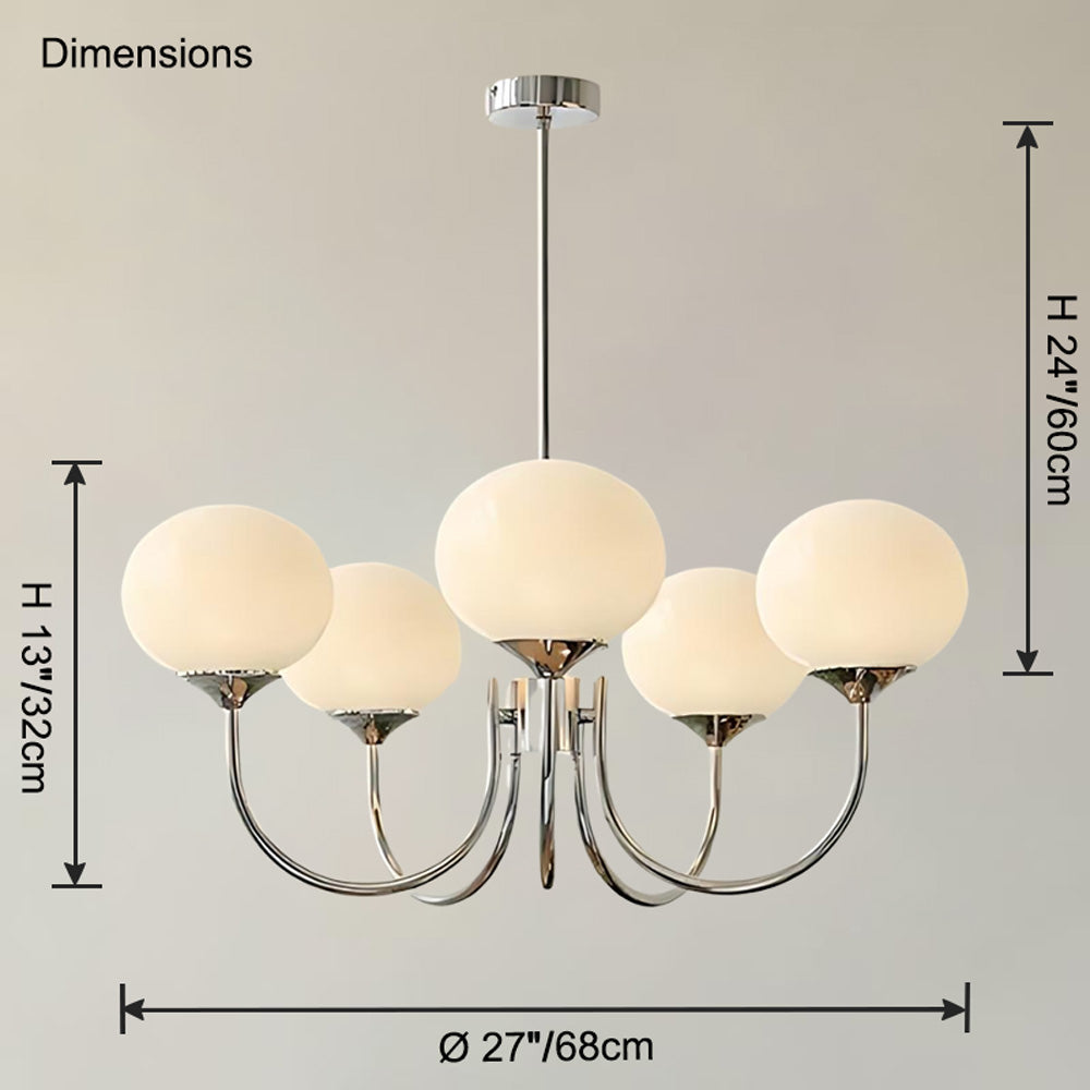 Pink Glass Globe Chandelier - Modern Arm Fixture for Living Room & Dining Room Lighting