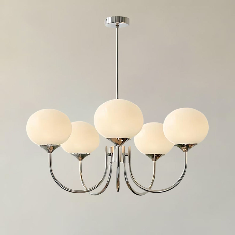 Pink Glass Globe Chandelier - Modern Arm Fixture for Living Room & Dining Room Lighting