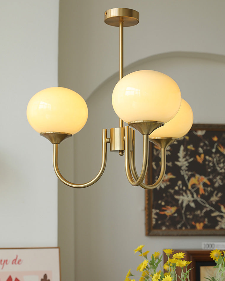 Pink Glass Globe Chandelier - Modern Arm Fixture for Living Room & Dining Room Lighting