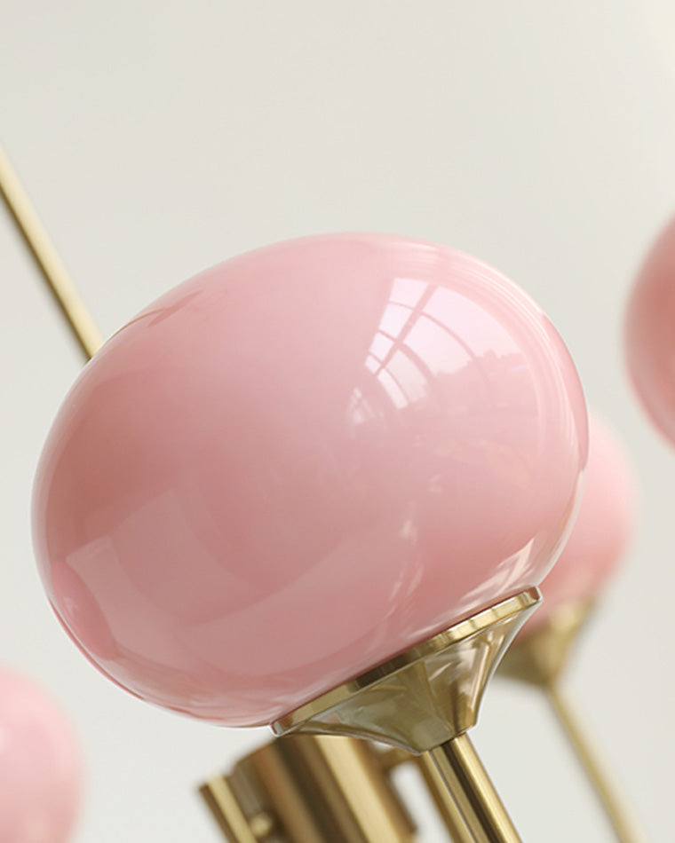 Pink Glass Globe Chandelier - Modern Arm Fixture for Living Room & Dining Room Lighting