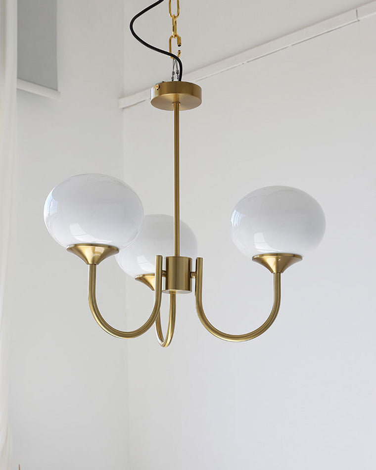 Pink Glass Globe Chandelier - Modern Arm Fixture for Living Room & Dining Room Lighting