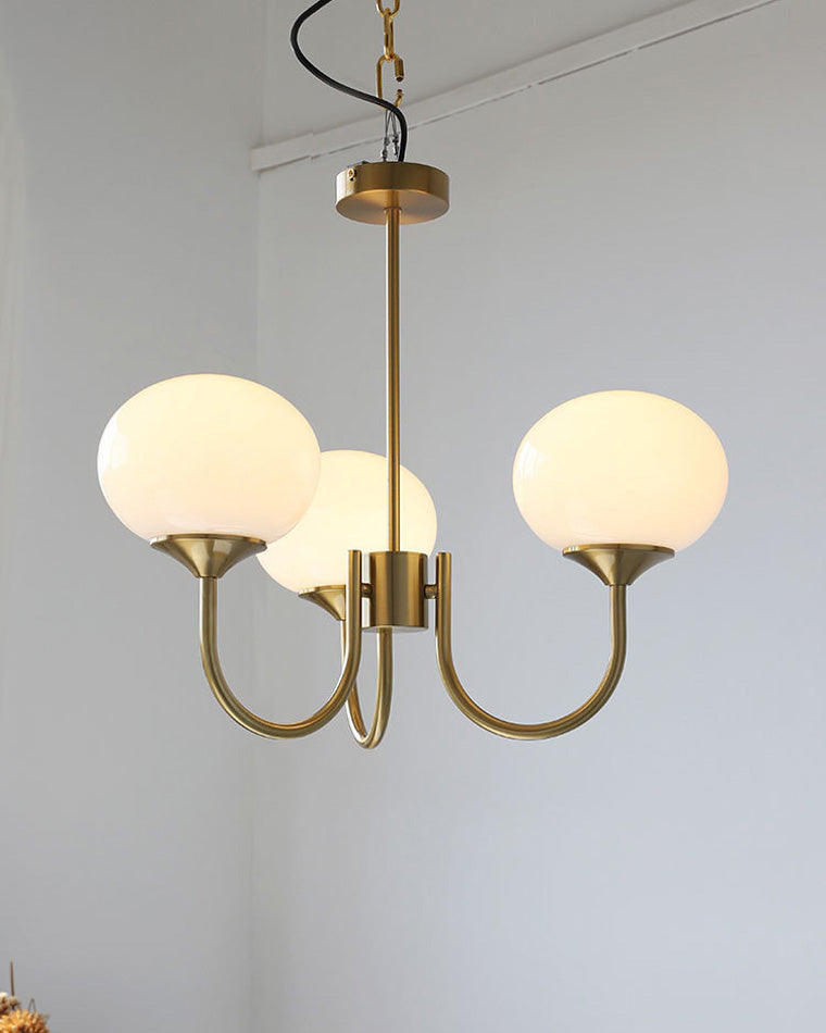 Pink Glass Globe Chandelier - Modern Arm Fixture for Living Room & Dining Room Lighting