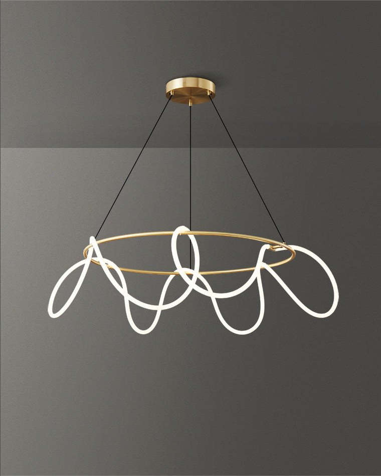 LED Rope Round Chandelier - Modern Fixture for Dining Room & Living Space Lighting