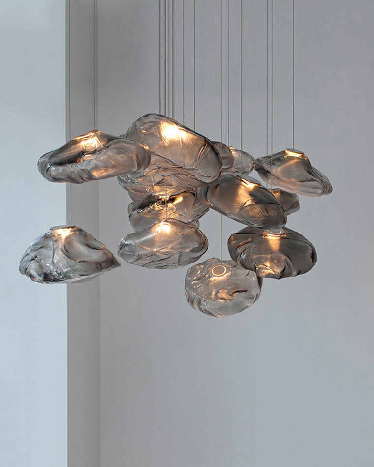 Blown Glass Pendant Light Fixture - Modern Cloud Design for Dining Room & Kitchen Lighting