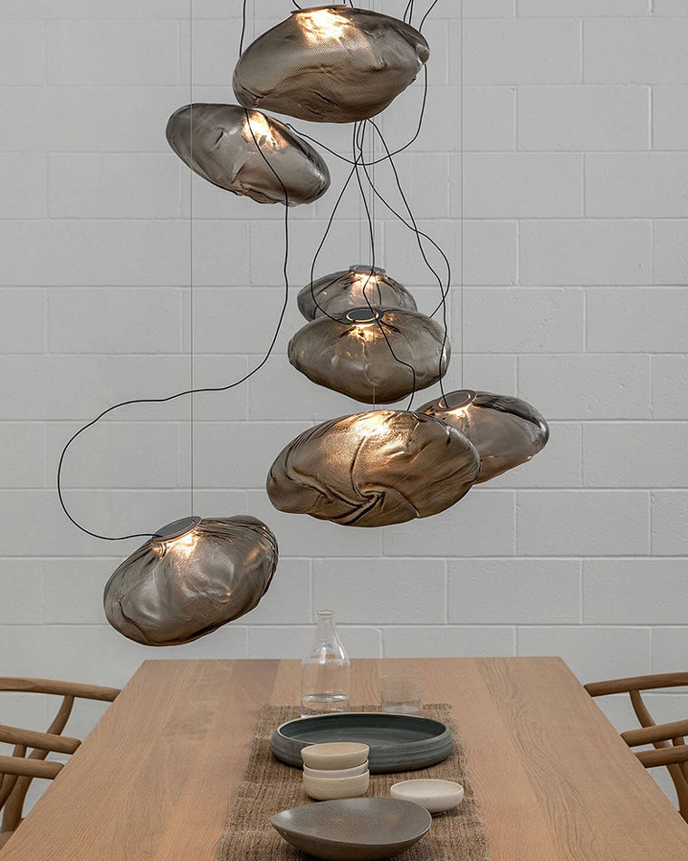Blown Glass Pendant Light Fixture - Modern Cloud Design for Dining Room & Kitchen Lighting