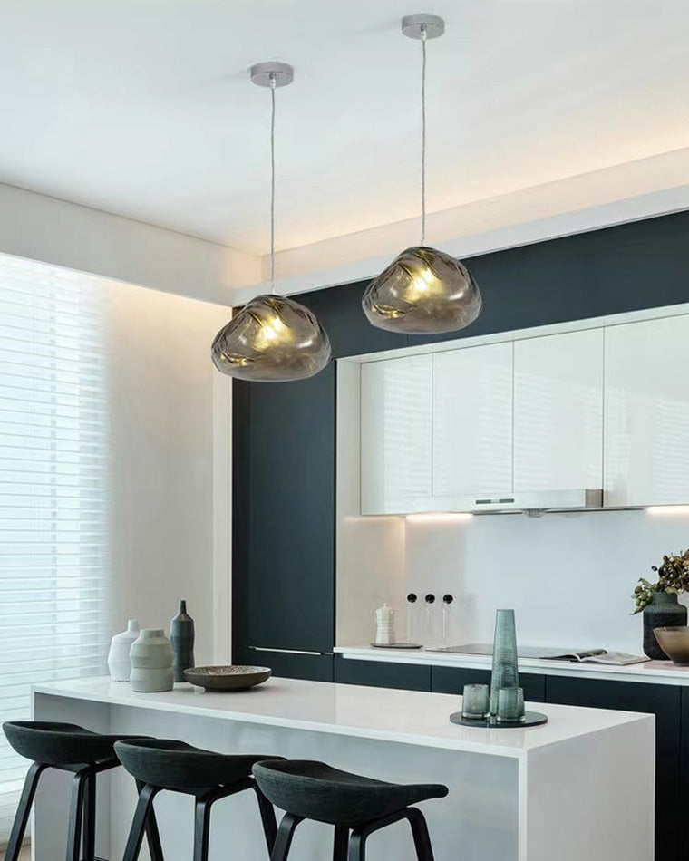 Blown Glass Pendant Light Fixture - Modern Cloud Design for Dining Room & Kitchen Lighting