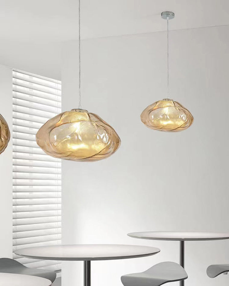Blown Glass Pendant Light Fixture - Modern Cloud Design for Dining Room & Kitchen Lighting