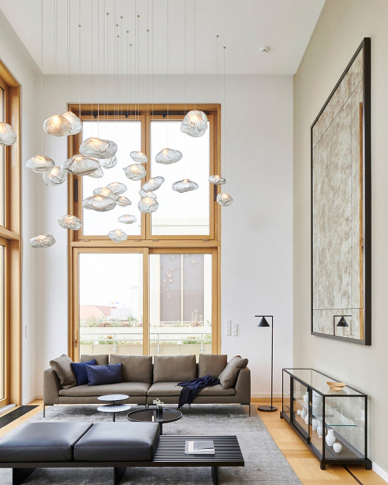 Blown Glass Pendant Light Fixture - Modern Cloud Design for Dining Room & Kitchen Lighting