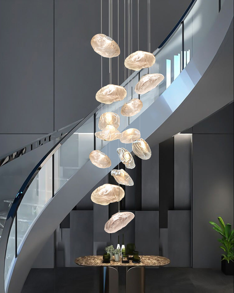 Blown Glass Pendant Light Fixture - Modern Cloud Design for Dining Room & Kitchen Lighting