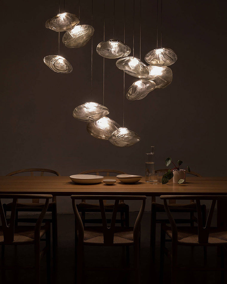 Blown Glass Pendant Light Fixture - Modern Cloud Design for Dining Room & Kitchen Lighting