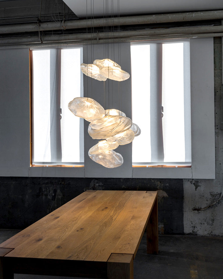 Blown Glass Pendant Light Fixture - Modern Cloud Design for Dining Room & Kitchen Lighting