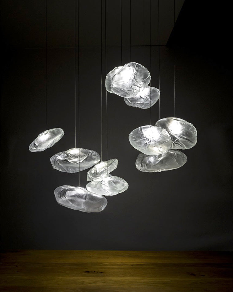 Blown Glass Pendant Light Fixture - Modern Cloud Design for Dining Room & Kitchen Lighting