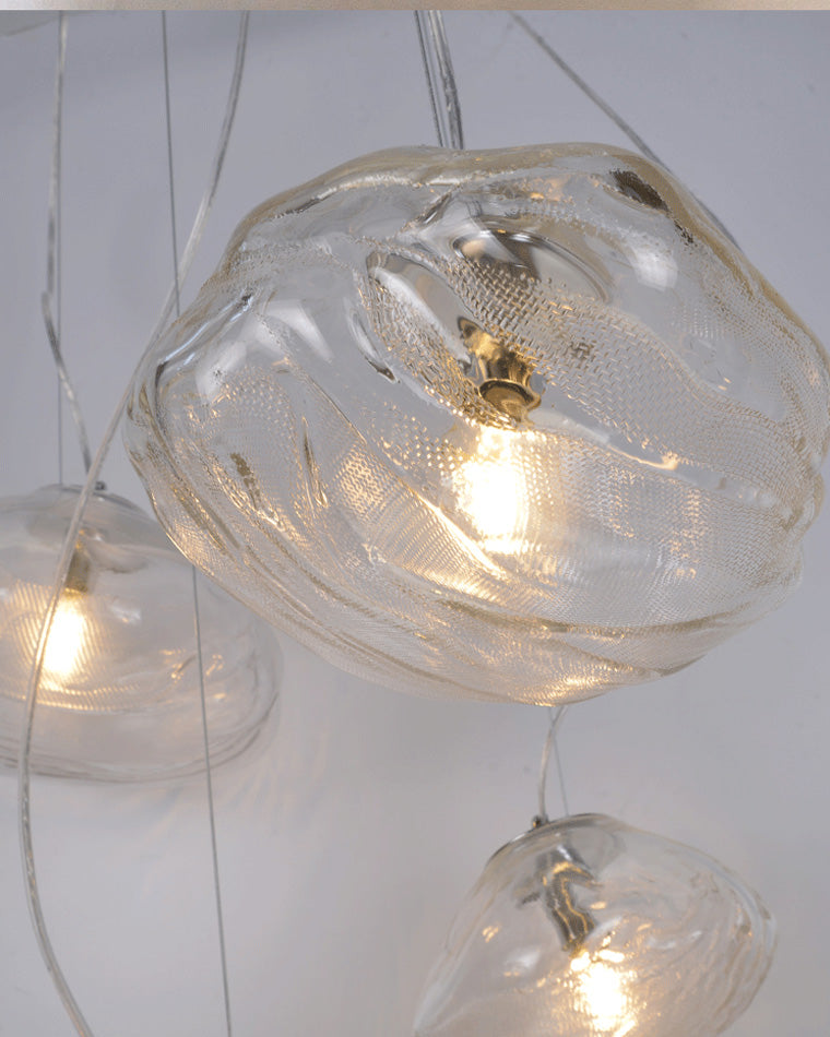 Blown Glass Pendant Light Fixture - Modern Cloud Design for Dining Room & Kitchen Lighting