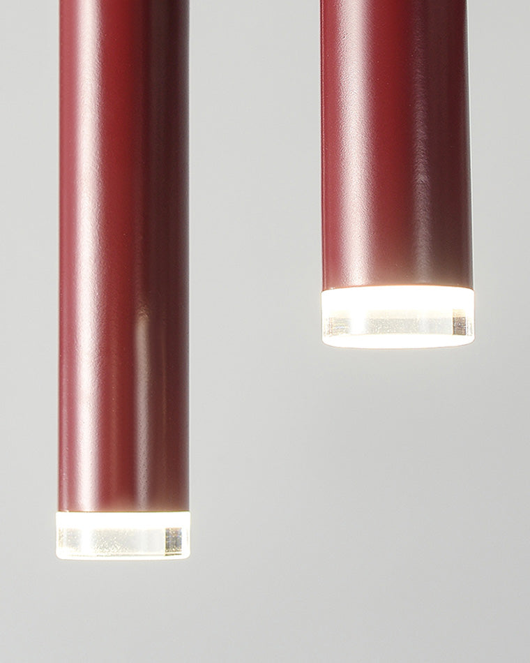 Red Round Chandelier - U-Tube Design for Modern Home Decor & Dining Room Lighting