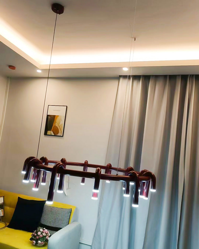Red Round Chandelier - U-Tube Design for Modern Home Decor & Dining Room Lighting