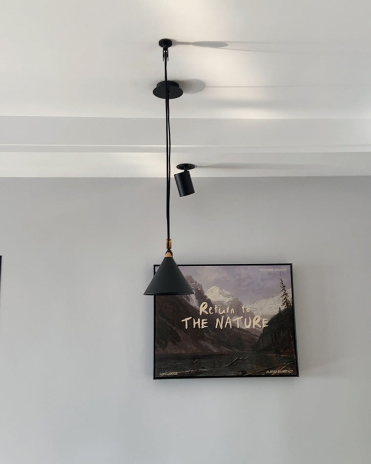 Cone Counterweight Pulley Swag Pendant Lamp - Adjustable Lighting Fixture for Home Decor & Dining Areas