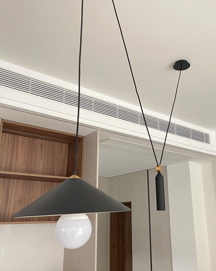 Cone Counterweight Pulley Swag Pendant Lamp - Adjustable Lighting Fixture for Home Decor & Dining Areas